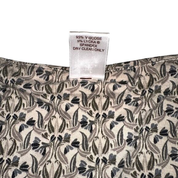 Peruvian Connection 3/4 Sleeve Leaves Print V-Neck Smocked Waist Dress MEDIUM - Picture 4 of 7